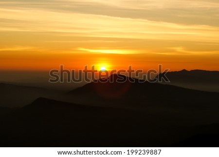 Sunrise Over Mountain in Northern Thailand