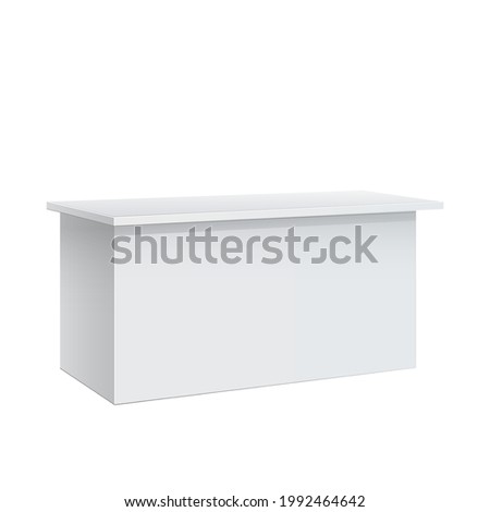 Promotion counter, Retail Trade Stand Isolated on the white background. MockUp Template For Your Design. Vector illustration. Royalty-Free Stock Photo #1992464642