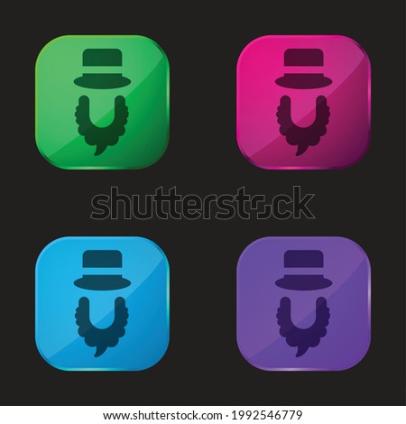 Beard And Hat four color glass button icon
