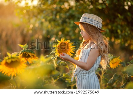 Cute girl in a field of sunflowers