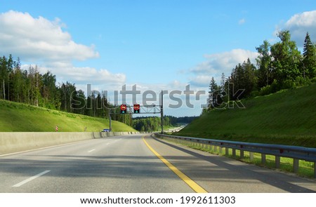 Russian highway number M11 in summer day