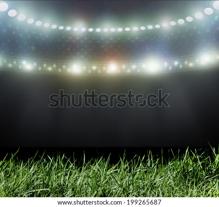 Soccer ball on the field of stadium with light 