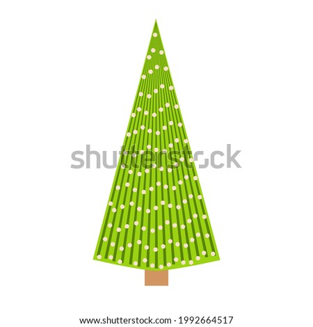 christmas tree. Hand drawing fir tree, Christmas ornaments. Holiday poster with Christmas symbols.