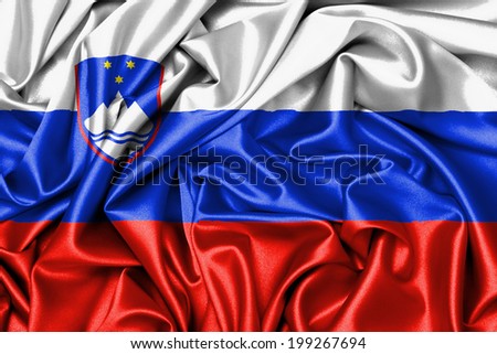 Satin flag, printed with the flag of Slovenia