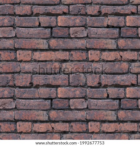 The real wall of the old house is made of cracked bricks with chips and scratches. Seamless texture for game 3D model, raster image