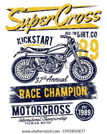 Race champion super motorcycle vintage vector 