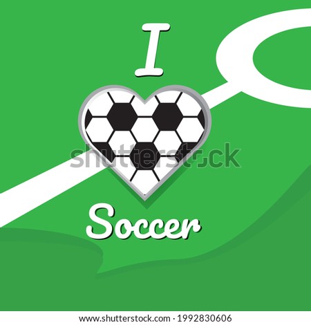 I love soccer . heart with ball pattern illustration. football sport