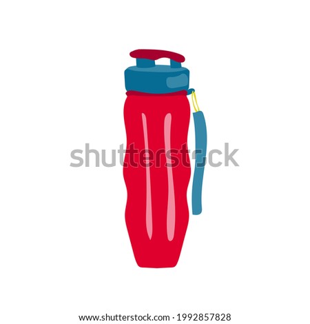 reusable sports water bottle. plastic bottle. sports flask. stock vector illustration isolated on white background. 