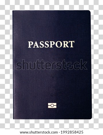 Blank covered digital or microchip navy blue passport isolated on  white background including clipping path.