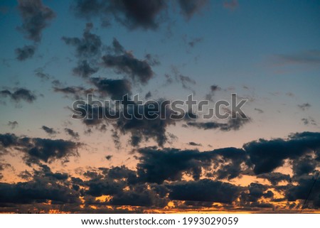 Beautiful dramatic sky with clouds after sunset