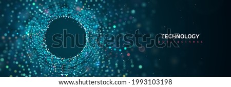 3d abstract technology particles vector blue banner. Scientific medical research, big data abstract illustration with blur effect