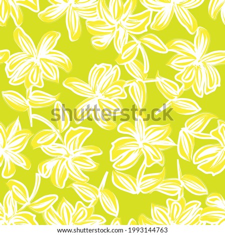 Yellow Floral brush strokes seamless pattern background for fashion prints, graphics, backgrounds and crafts