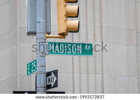 Madison Avenue Sign in NYC, Manhattan.