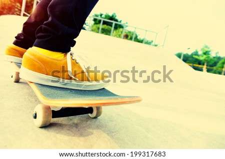 skateboarding at skatepark 