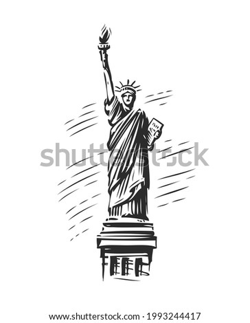 Statue of Liberty symbol. USA, New York emblem. Vector illustration