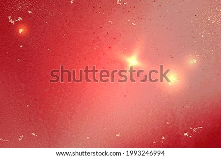 Vinatge abstract red, pink and gold marble texture with sparkles. Vector background in alcohol ink technique with glitter. Template for banner, poster design. Fluid art painting