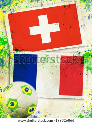 Switzerland vs France soccer ball concept                              
