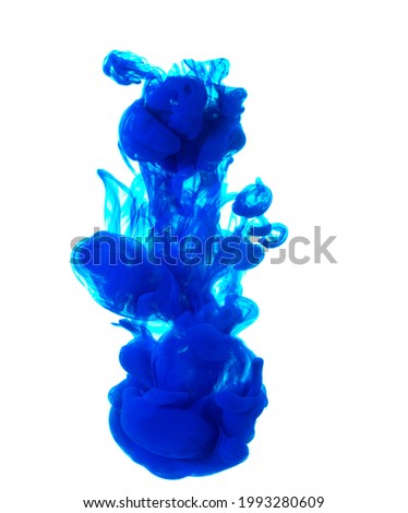 dissolving cloud of ink in water on a white background. copy space.