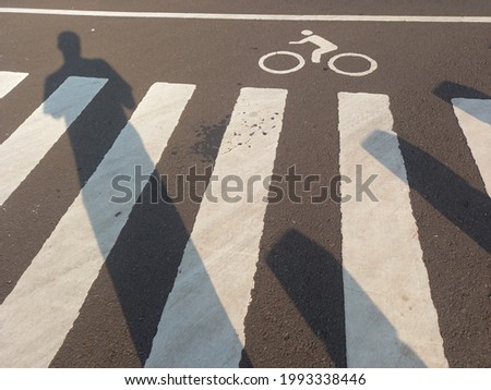 zebra crossing  for pedestrian and bike rider in urban area
