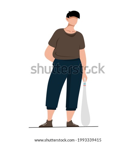 baseball player standing with bat. flat illustration