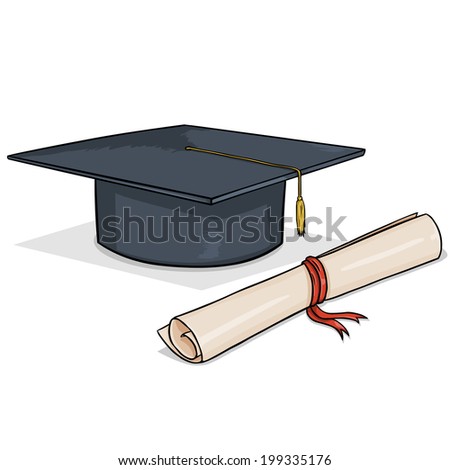 Vector Cartoon Academic Hat and Diploma
