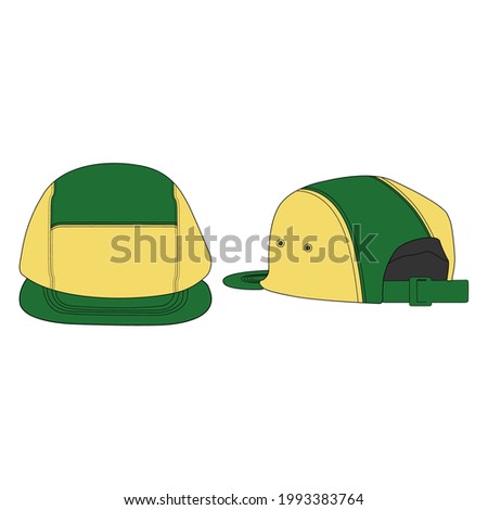 Cap Template Flat Design, Yellow and Green, Commercial Use