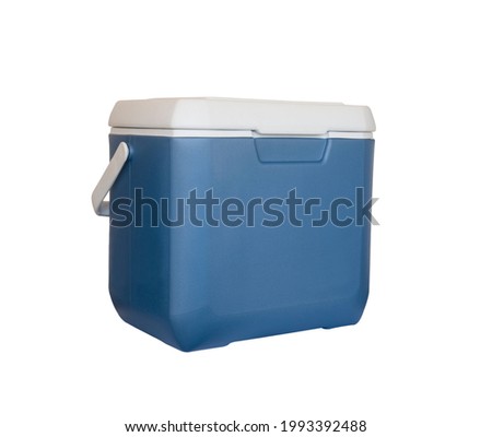 Storage box cold drinks and food. blue box, isolated on white background, clipping path.