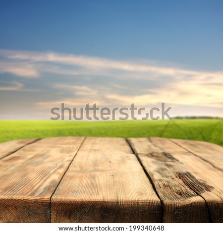 top of wood sky of blue and free space 