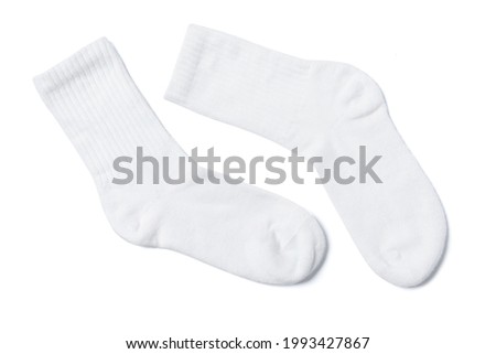 White cotton socks for design on white background Royalty-Free Stock Photo #1993427867
