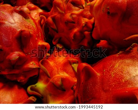 Red dragon fruits taking close-up looks like fires