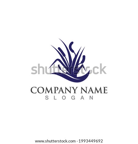 Grass logo design template vector 