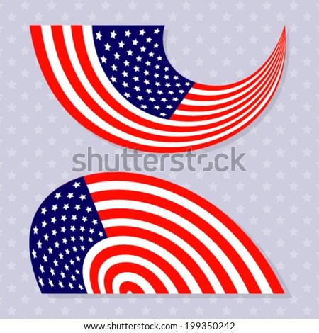  Set of stylish american flags. Independence day design. Vector illustration 
