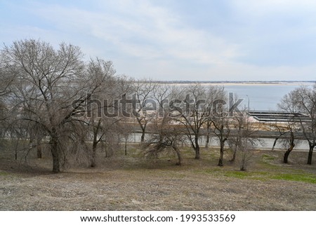 Volga river embankment in the city of Volgograd in the spring. Russia.