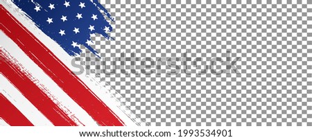 American flag with brush paint textured isolated  on png or transparent  background,Symbols of USA , template for banner,card,advertising ,promote,ads, web design, magazine, news paper,vector