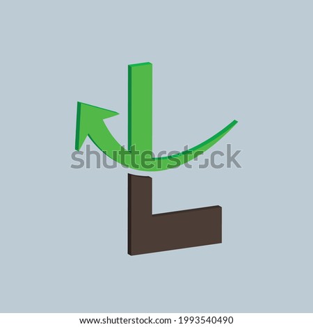 l letter design with 3d type 