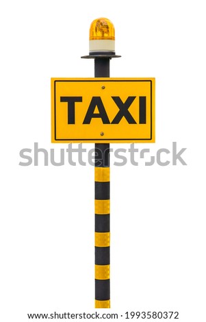 Taxi calling sign use for call taxi isolated on white background. Hailing sign with amber light to request a taxi cab.