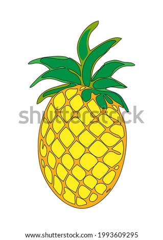 ripe pineapple with green leaves