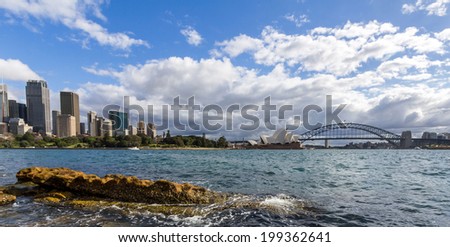 Sydney skyline, opera house and harbor bridge