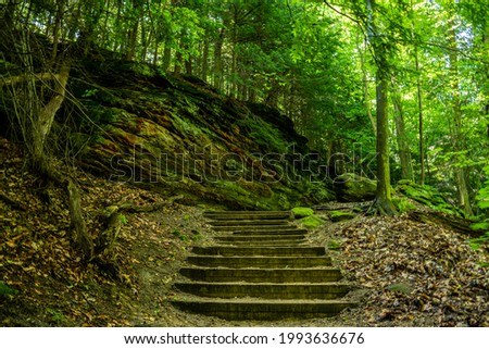 Hiking the ledges trail in Cuyahoga Valley National Park Royalty-Free Stock Photo #1993636676