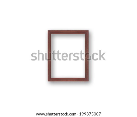 Old antique wooden picture frame black white background.