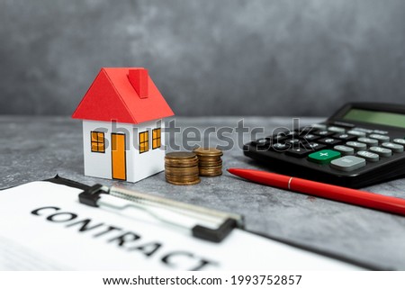 Buying New House Ideas, Property Insurance Contract, Home Sale Deal, Calculating House Cost, Saving Household Money, Abstract Selling Buying Estate Ownership