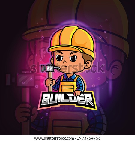The builder mascot esport logo design of illustration