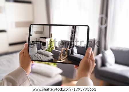 Real Estate Virtual House Tour Call On Tablet Royalty-Free Stock Photo #1993793651