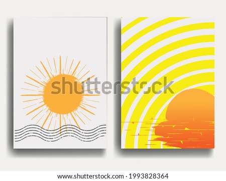 Solar symbol . Vector illustration . Vintage sun logo . Minimal design element . Abstract geometric shape . Sunburst .