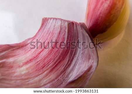 macro photo of purple garlic peel
