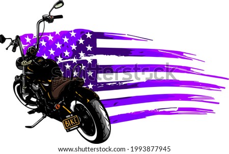 chopper motorcycle with american flag vector illustration