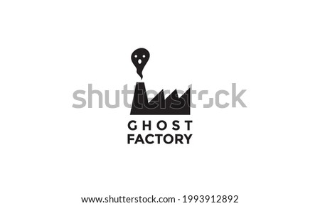 factory ghost silhouette logo vector icon illustration design