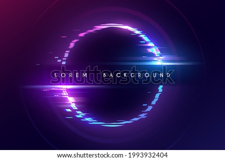 Abstract neon color circle frame with glitch effect Royalty-Free Stock Photo #1993932404