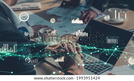Creative visual of business data analyzing technology . Concept of digital data for marketing analysis and investment decision making .