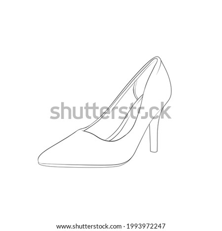 stiletto shoes outline drawing vector,stiletto shoes in a sketch style, stiletto shoes trainers template outline, vector Illustration. Royalty-Free Stock Photo #1993972247